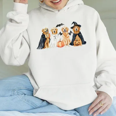 Halloween Ghost Golden Retriever Youth Hoodie Cute Dog Lover Hoodie Funny Halloween Dog Costume Hoodie Golden Mama Fall