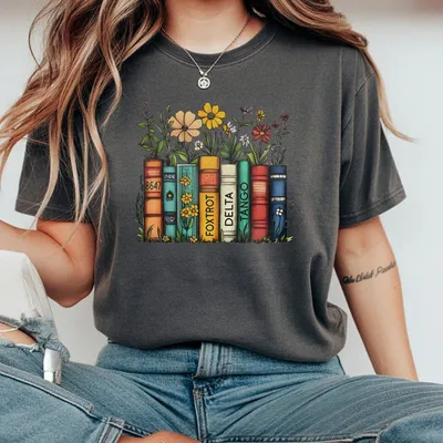 Subtle Anti Trump T-Shirt Anti Maga T-Shirt Democrat Feminist T-Shirt Flowers And Books Protest T-Shirt 8647 Book Gift