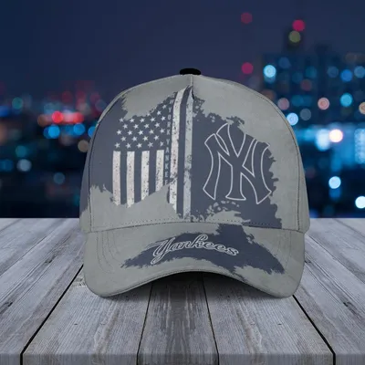 New York Yankees Baseball Cap Distressed Map Print  Navy Blue Us Flag Fan Gear Baseball Cap