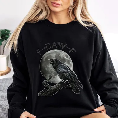 Black Crow F Caw F Funny Black Bird moon Gothic Adult Humor T Shirt Halloween Shirt for Women and for Men