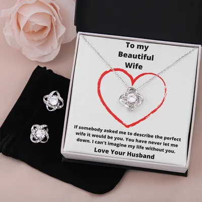 Beautiful Wife Love Knot Necklace/Earring set