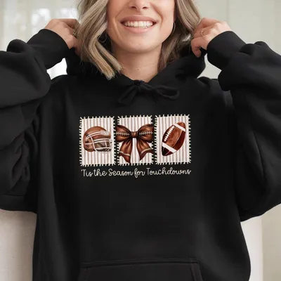 Football Hoodie Tis The Season For Touchdowns Hoodie Retro Game Day Hoodie Football Mom Gift Mama Season Top