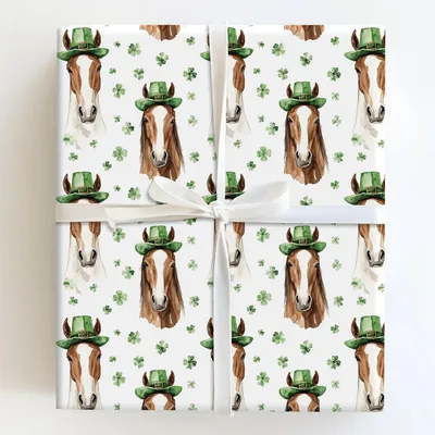 Leprechaun Clydesdale - Gift Wrap for Christmas, Holidays Wrapping Paper, Christmas Wrapping Paper