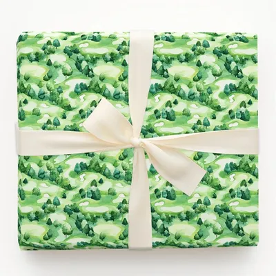 Fairway Golden Glow - Gift Wrap for Christmas, Holidays Wrapping Paper, Christmas Wrapping Paper