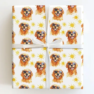Sunny Day with the Red Goldens - Gift Wrap for Christmas, Holidays Wrapping Paper, Christmas Wrapping Paper