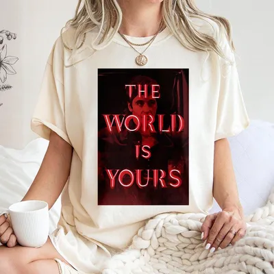 The World Is Yours Neon Sign Tony Montana Neon Poster Inspirational Neon Painting Art Neon Light Art Poster Scarface T-Shirt