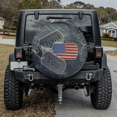 Veteran’S Tribute Spare Tire Cover, Patriotic Military Honor Design Tire Protector, American Flag And Eagle Theme, Perfect Gift For Veterans Spare Tire Cover