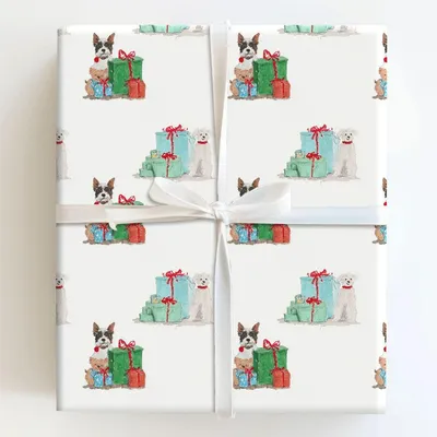 Presents And Pups - Gift Wrap for Christmas, Holidays Wrapping Paper, Christmas Wrapping Paper