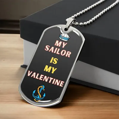 Sailor Valentine Necklace - Army Tag Necklace, Dog Tag