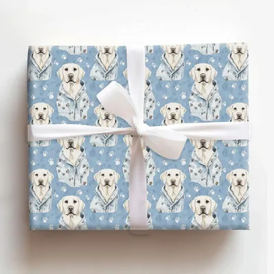 Spa Day with the White Labs - Gift Wrap for Christmas, Holidays Wrapping Paper, Christmas Wrapping Paper