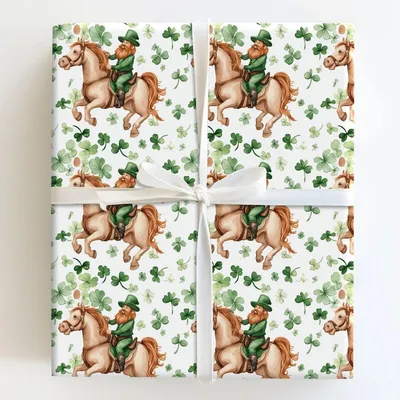 Shamrocks with the Clydesdale - Gift Wrap for Christmas, Holidays Wrapping Paper, Christmas Wrapping Paper