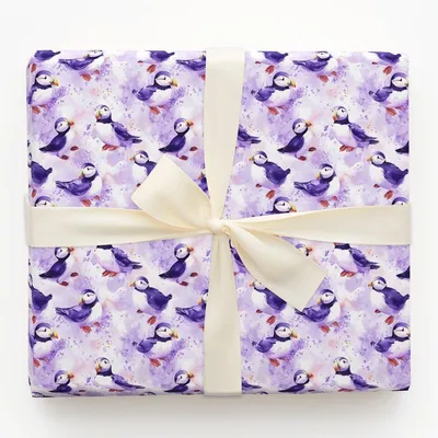 Puffin Purple - Gift Wrap for Christmas, Holidays Wrapping Paper, Christmas Wrapping Paper