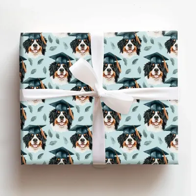 Bernese Mountain Graduate - Gift Wrap for Christmas, Holidays Wrapping Paper, Christmas Wrapping Paper
