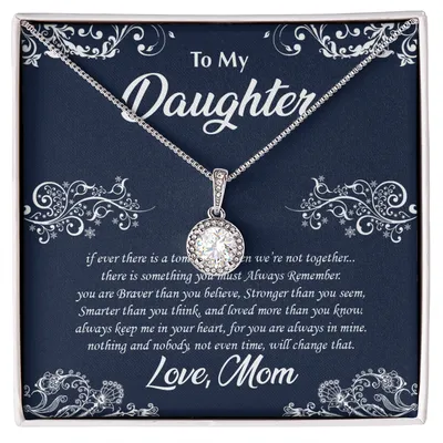 To My Daughter - Forever Love Necklace, For Daughter, From Mom, Mom And Daughter Gift, Valentine's, Mother's Day, Mom Daughter Necklace, Daughter Birthday Gift, Daughter Graduation Gift, Love Pendant Necklace, Anniversary, Christmas Gift