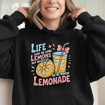 Christian Summer Drink Hoodie Life Gave Me Lemons But Jesus Made Lemonade Hoodie Cute Pastel Faith Hoodie Hoodie