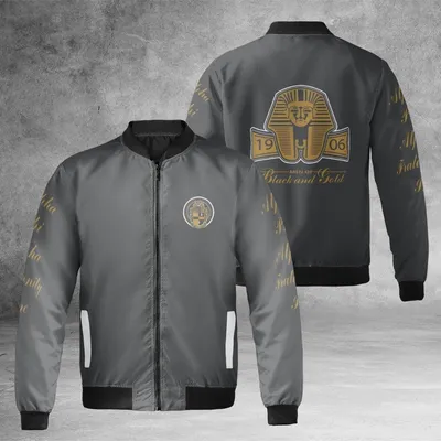 Bomber Jacket,Alpha Phi Alpha Fraternity Inc,Egyptian Pharaoh Logo 1906,Divine 9 Black And Gold Bomber Jacket