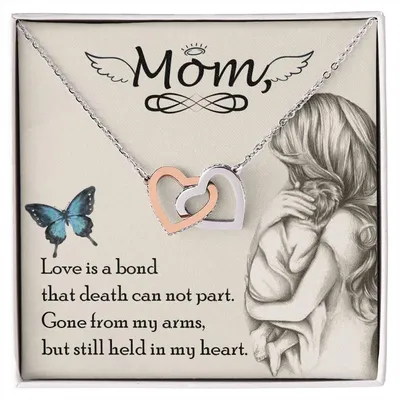 Mom Gone From My Arms - Interlocking Heart Necklace Interlocking Hearts Necklace
