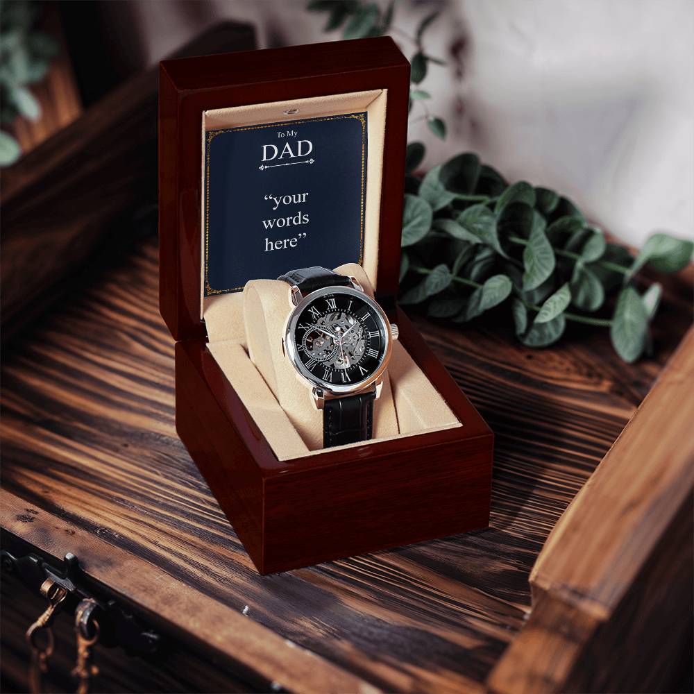 Personalised Greeting Card Openwork Watch With Message Card Gift For Dad Father's Day Gift Create Your Own