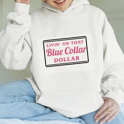 Livin’ On That Blue Collar Dollar Hoodie, Kids Clothing, Birthday Gift, Family Hoodie, Vintage Southern Boy, Natural Country Boy And Girl