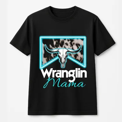 Graphic Wranglin' Mama T-Shirt,Cool Western Inspiredtrendy Ranch Life For Men And Women