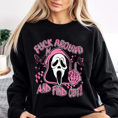 Scream Skeleton Spooky F Ck Around And Find Out Sweatshirt,Halloween Ghost Face Sweatshirt,Halloween Casual Sweatshirt,Gift For Her,Gift For Women,For Man