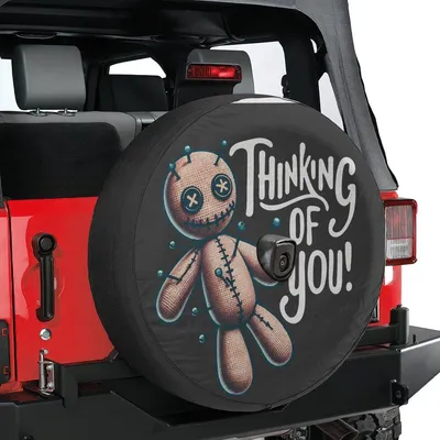 Thinking Of You Voodoo Doll Spare Tire Cover With Backup Camera Hole, Gift For Campers Spare Tire Cover