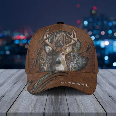 Baseball Cap Whitetail Deer El Taco P Z Print  Faux Leather Camo Hunting Hat Baseball Cap