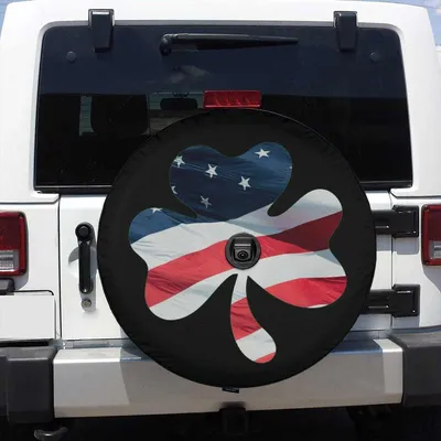 Spare Tire Cover With Irish American Design, Shamrock Tire Cover, Car Accessories, American Clover Accessories, Gift For An Irish Spare Tire Cover