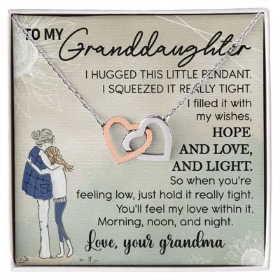 To My Granddaughter Interlocking Hearts Necklace Message Card