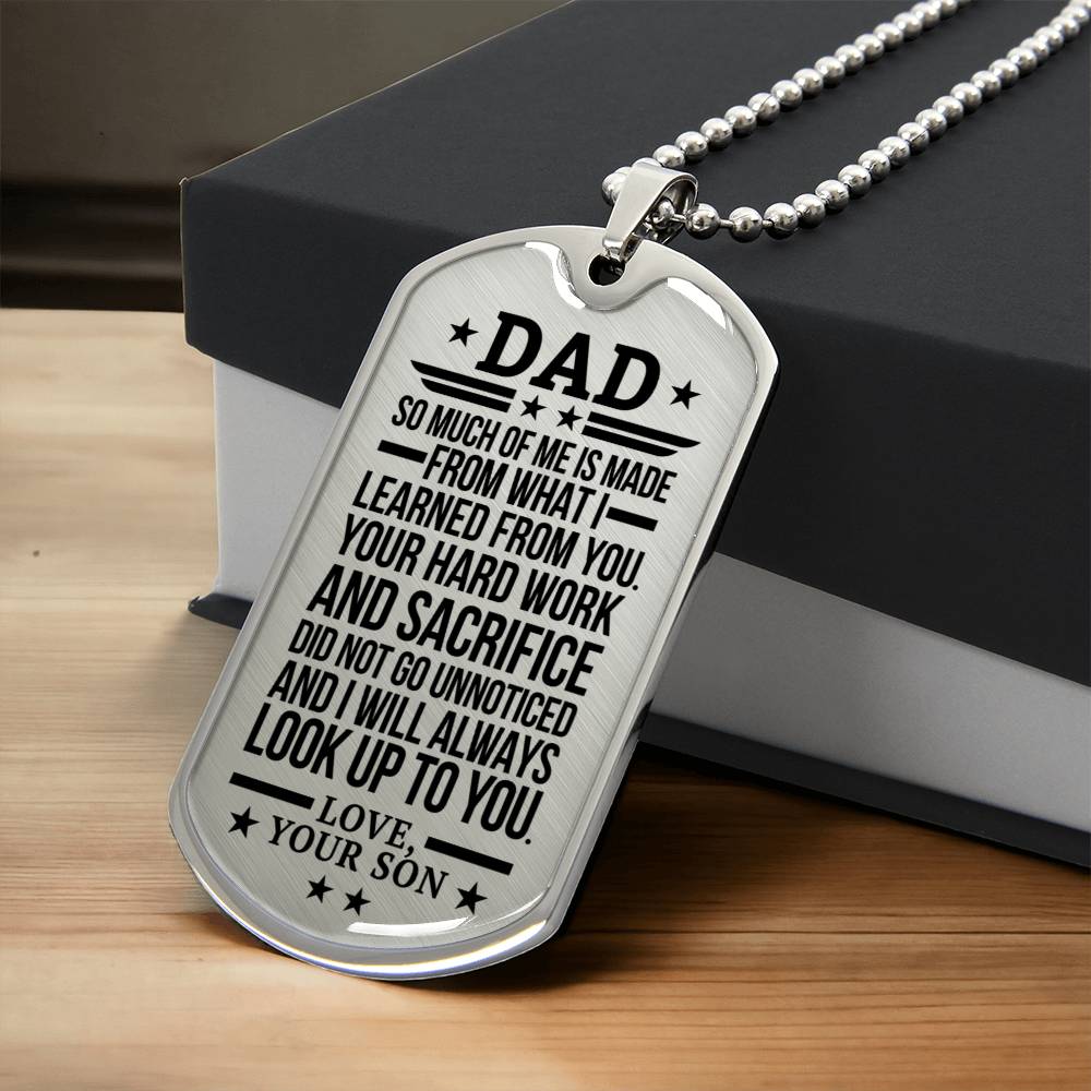 Son To Dad Father's Day Necklace - Army Tag Necklace, Dog Tag