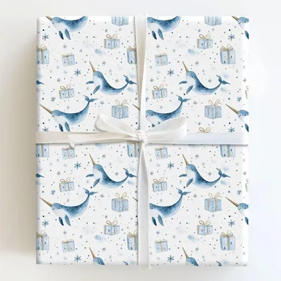 Snow Much Narwhal Fun - Gift Wrap for Christmas, Holidays Wrapping Paper, Christmas Wrapping Paper