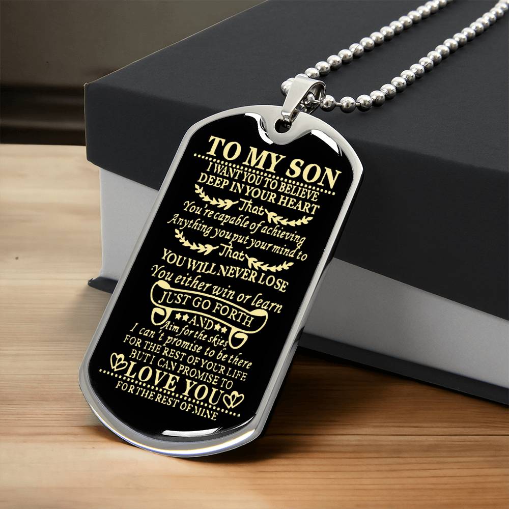 To My Son Gift - Army Tag Necklace, Dog Tag
