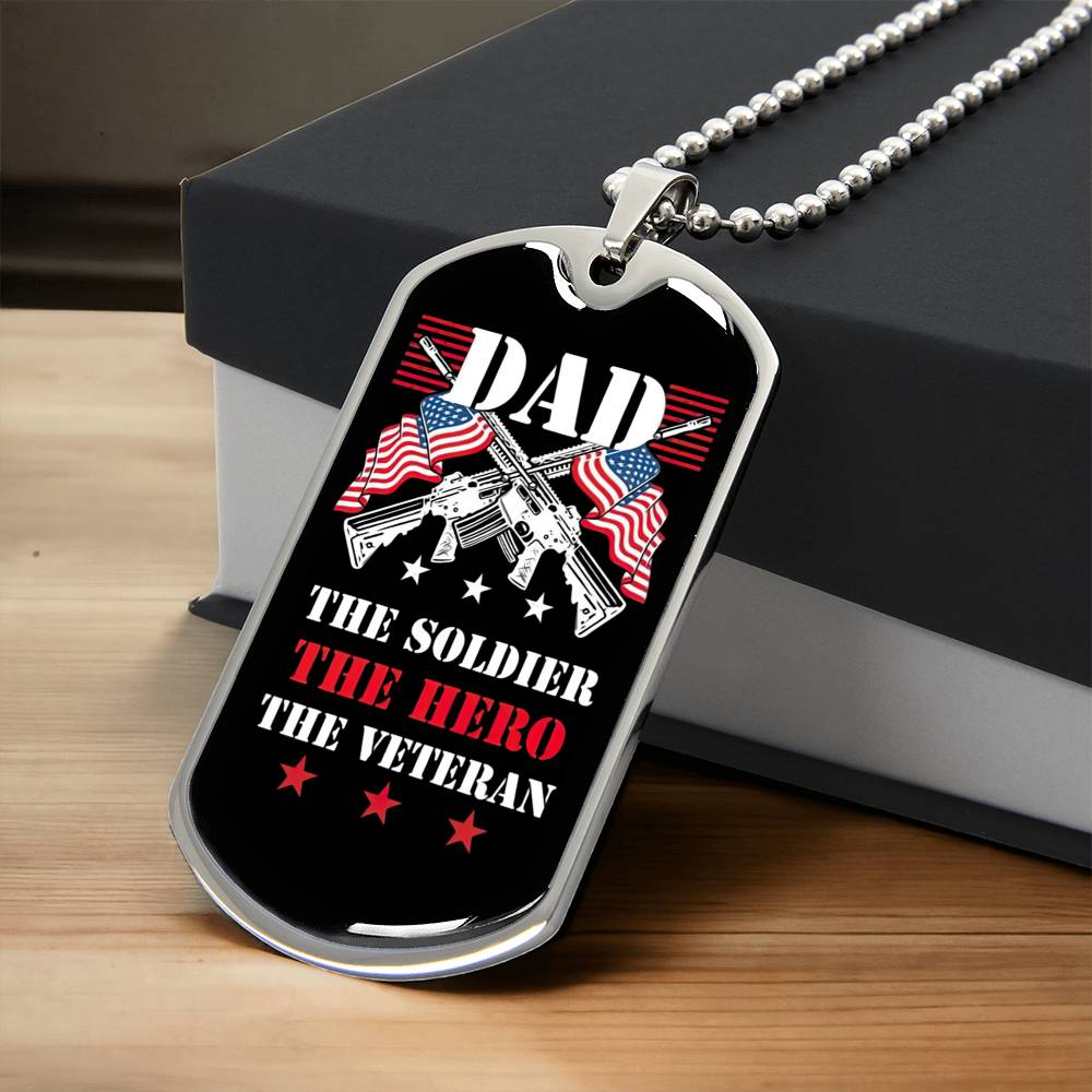 The Solider The Hero The Veteran - Army Tag Necklace, Dog Tag