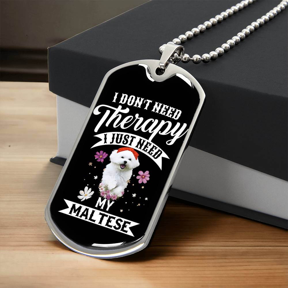 I Love Maltese - Army Tag Necklace, Dog Tag