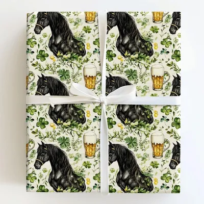 Brews with the Stallion - Gift Wrap for Christmas, Holidays Wrapping Paper, Christmas Wrapping Paper