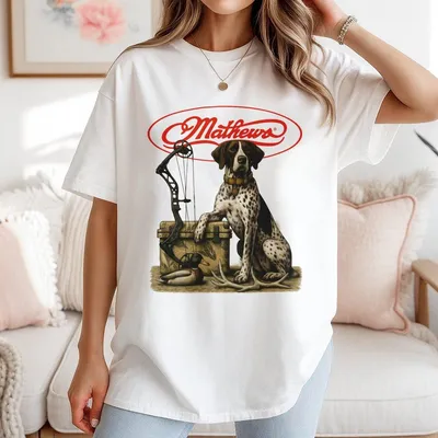 Gsp Dog Hunting With Mathews Archery Unisex T-Shirt Dog Hunt Camo T-Shirt Gift For Dog Lovers Archery Lovers Hunting Season