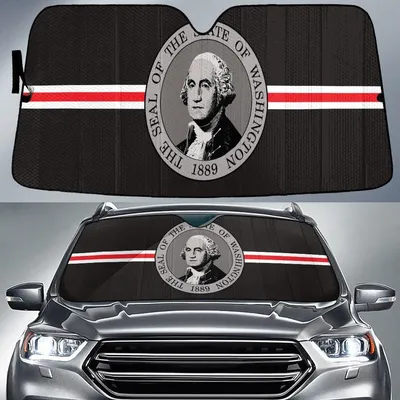 Washington State Flag Thin Red Fire Line Printed Car Sun Shades Cover Auto Windshield PrintSyde