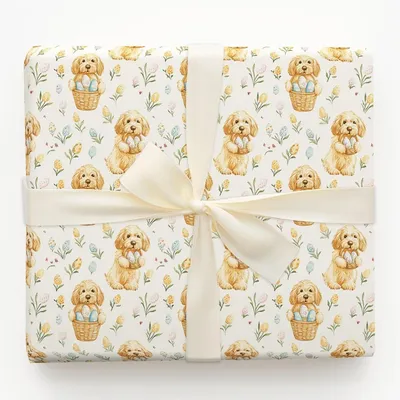 Golden Basket Buddy - Gift Wrap for Christmas, Holidays Wrapping Paper, Christmas Wrapping Paper