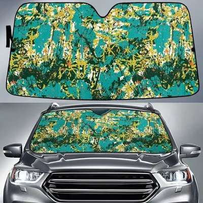 Green And Yellow Paint Flakes Theme Car Sun Shades Cover Auto Windshield PrintSyde