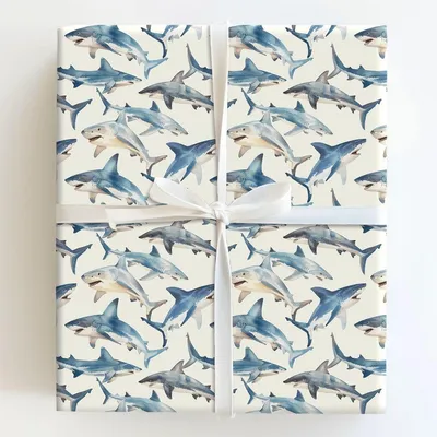 On the Shark Side - Gift Wrap for Christmas, Holidays Wrapping Paper, Christmas Wrapping Paper