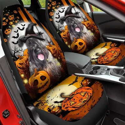 Cesky Terrier Halloween Pumpkin Scary Moon Car Seat Covers