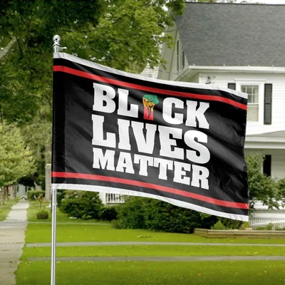 Black Lives Matter Horizontal House Flag, Blm, Raised Fist, Social Justice Yard Banner, Protest Decor Horizontal House Flag