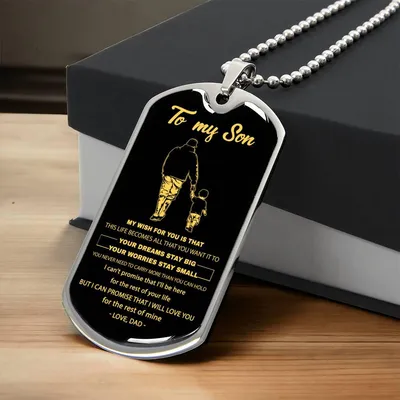 Av170 Dog Tag Dad To Son - Army Tag Necklace, Dog Tag