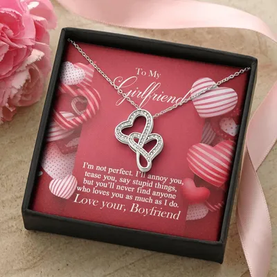 To My Girlfriend -  1 Double Hearts Necklace