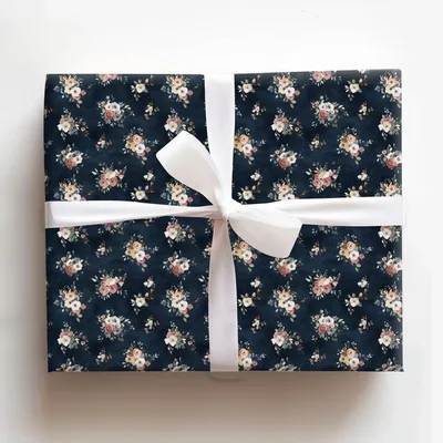 Graphite Bloom - Gift Wrap for Christmas, Holidays Wrapping Paper, Christmas Wrapping Paper
