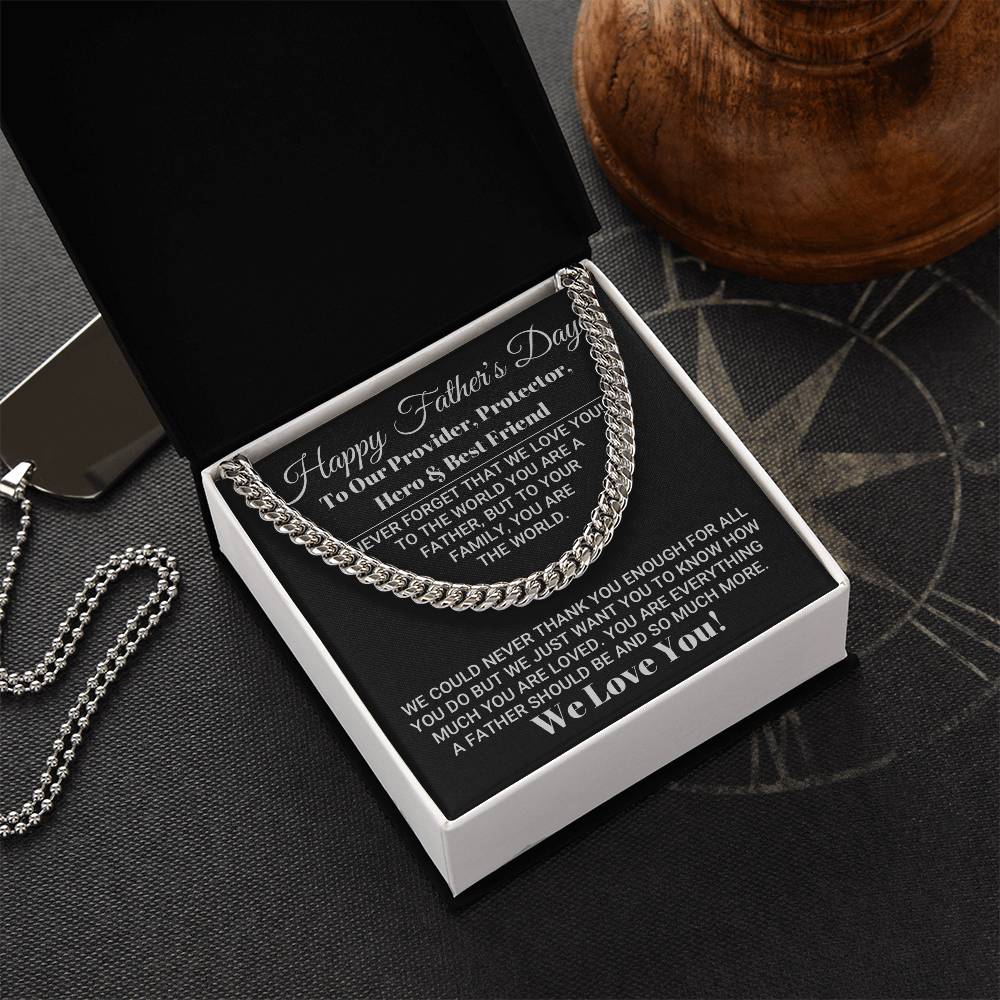 Our World Father's Day Necklace Cuban Link Chain