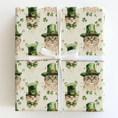 Leprechaun Domestic Shorthair - Gift Wrap for Christmas, Holidays Wrapping Paper, Christmas Wrapping Paper