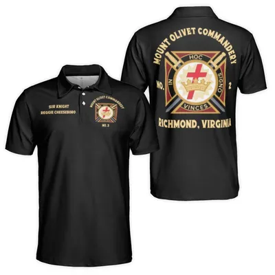 Men'S Knights Templar Polo, Mount Olivet No. 2 Fraternal Organization Gift Polo Shirt