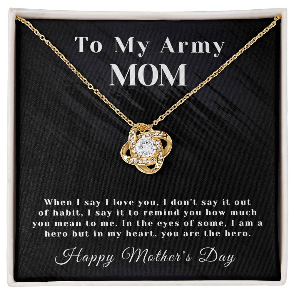 Army Mom- Love Knot- Mother's Day Love Knot Necklace