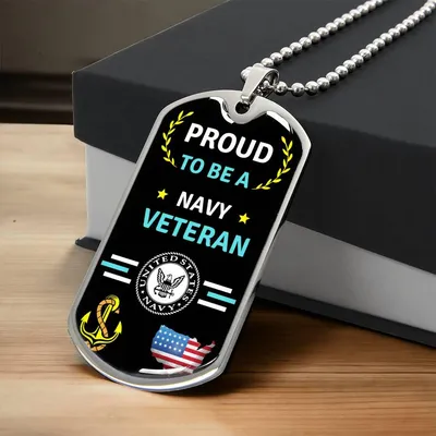 Navy Veteran Dog Tag - Army Tag Necklace, Dog Tag